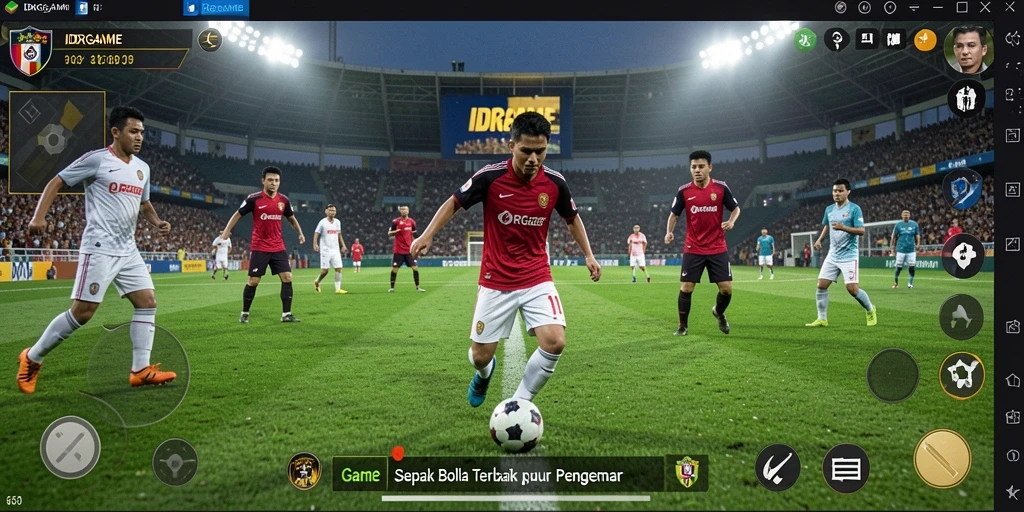 Tampilan gameplay menarik dengan aksi sepak bola yang mendebarkan.
