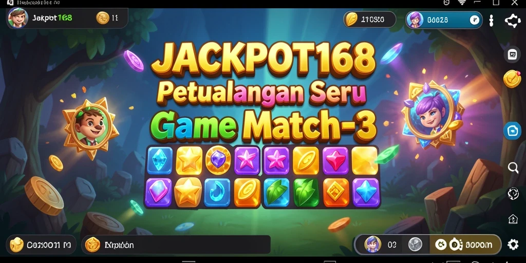 Tampilan menarik dari gameplay Match-3 JACKPOT168 yang seru.