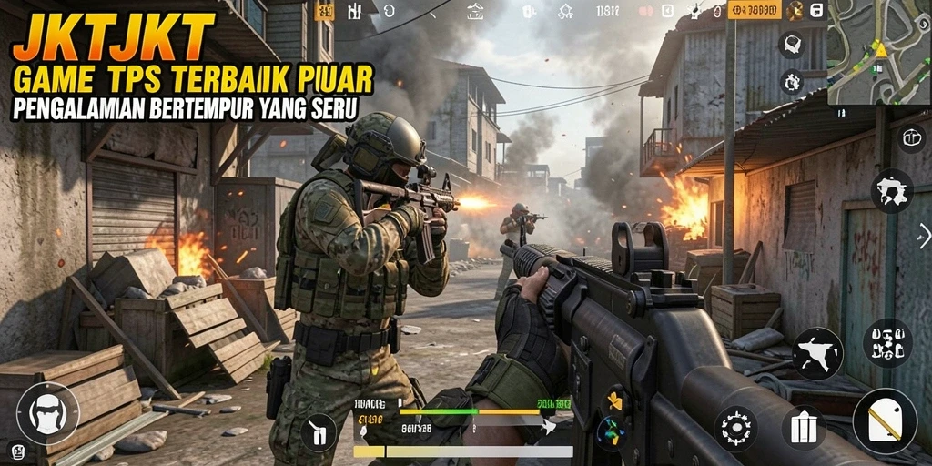Tampilan screenshot JKTJKT menampilkan aksi pertempuran yang intens.