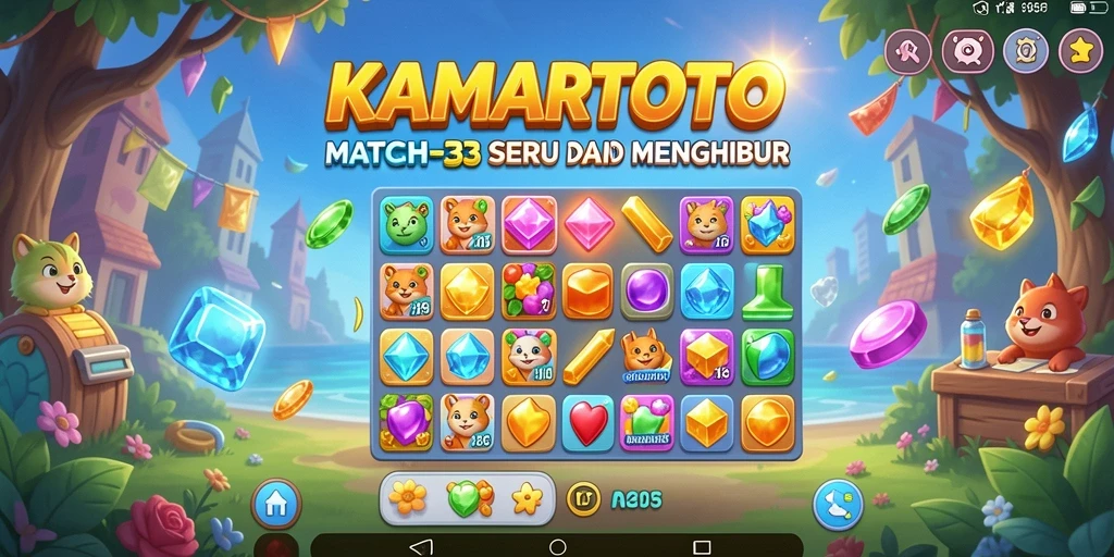 Screenshot gameplay KAMARTOTO yang menunjukkan momen seru Match-3.