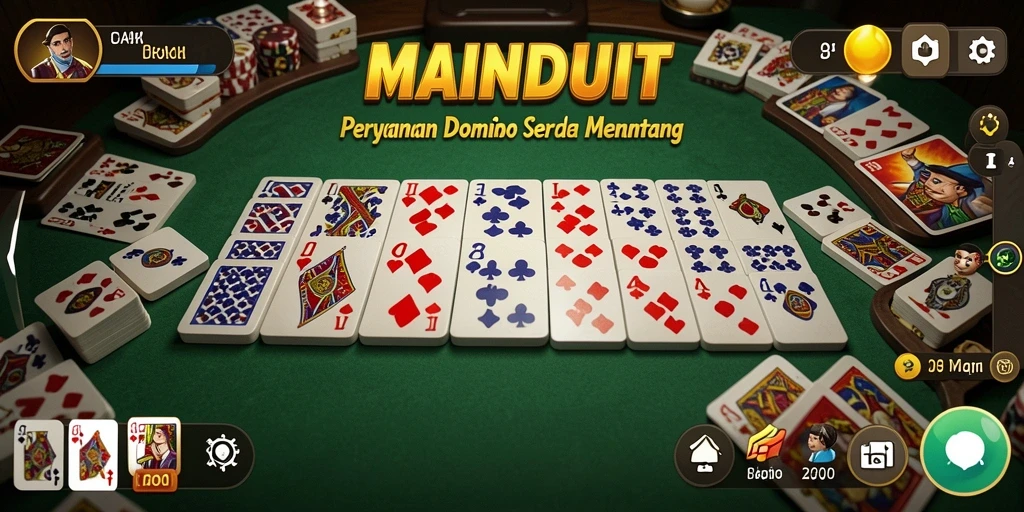 Tampilan gameplay MAINDUIT dengan suasana permainan domino yang seru.
