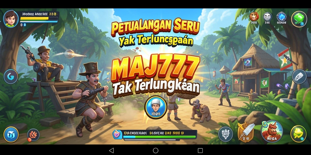 Tampilan gameplay MAJ777 yang penuh warna dan aksi petualangan.