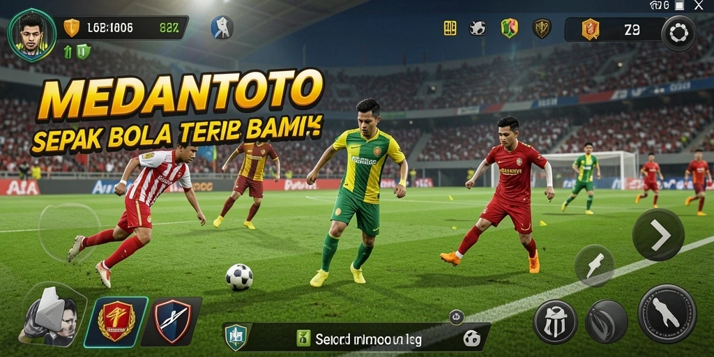 Screenshot gameplay <strong>MEDANTOTO</strong> menampilkan aksi seru dalam sepak bola.