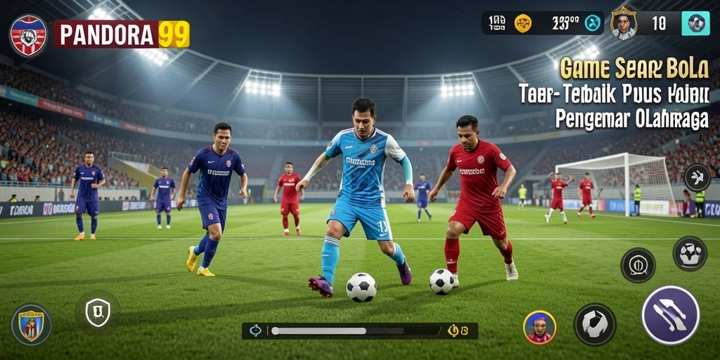 Screenshot gameplay PANDORA99 menampilkan aksi sepak bola yang seru.