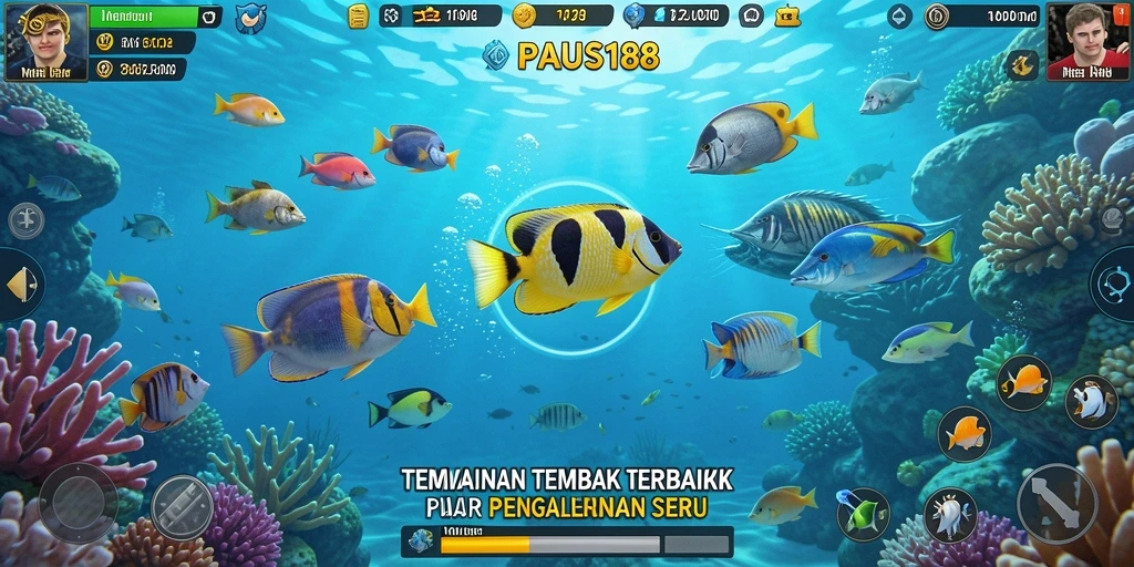 Screenshot utama PAUS188 menampilkan gameplay menembak ikan yang seru.