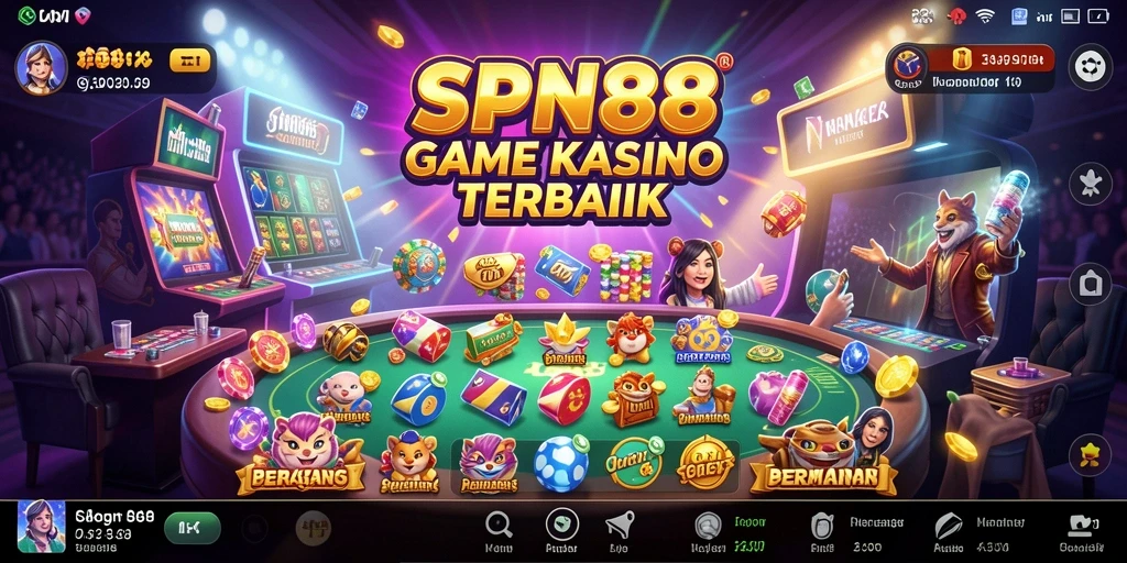 Tampilan menarik dari gameplay kasino di SPN88.