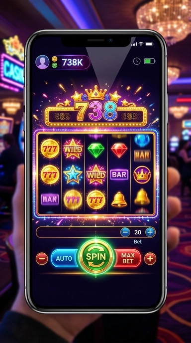 Screenshot aplikasi 738slot dengan antarmuka yang menarik.