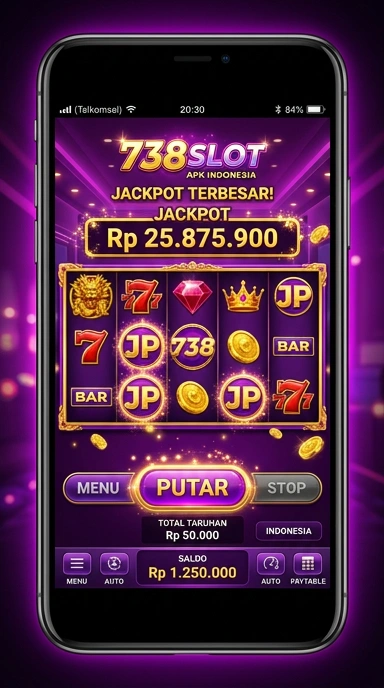 Tampilan aplikasi 738slot yang user-friendly dan mudah digunakan.